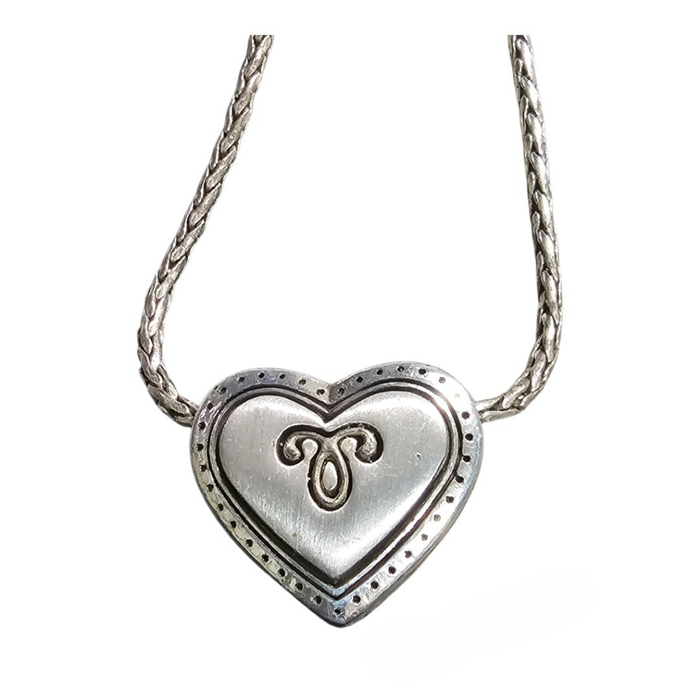 BRIGHTON Vicenza Reversible Slide Heart Necklace with Silver Side & Brown Swirl - Picture 3 of 7